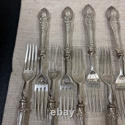 ANTIQUE VICTORIAN ENGRAVED ORNATE SILVER PLATE SETTING x11 OF CUTLERY RARE SET
