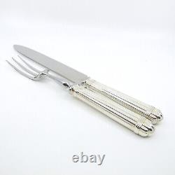 ARIA by CHRISTOFLE France Silverplate Roast Carving Set Knife & Fork Turkey Beef