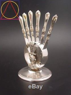 ART NOUVEAU figure flatware FRUIT KNIVES SET man-at-arms silver plated HALLBERG