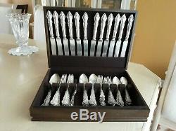 ASCO 1857 Antique World Brand American Silver MOSELLE Flatware set for 12 prs +