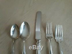 ASCO 1857 Antique World Brand American Silver MOSELLE Flatware set for 12 prs +