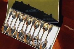 Alfenide Christofle Vendome Gold Plated Demitasse Moka Spoons Set of Eleven