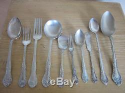 Antique 130pc Huge Nickel Silver Flatware set for 12 with 4 drawer Art Deco case