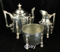 Antique 1800s Aesthetic Tea Set Classical Lions Woman Heads English Silverplate