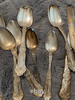 Antique 1835 R Wallace Silverplate Flatware with Cardinal Pattern