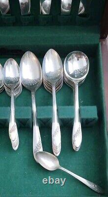 Antique 1938 Wm Rogers Silver Plate Flatware Set in Devonshire Pattern in Box