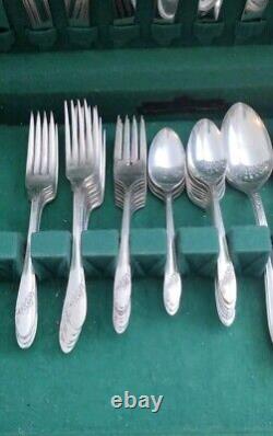 Antique 1938 Wm Rogers Silver Plate Flatware Set in Devonshire Pattern in Box