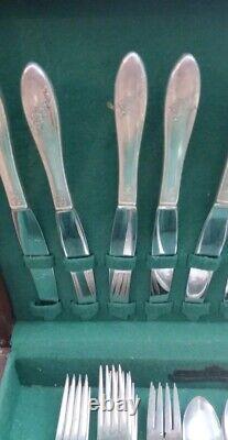 Antique 1938 Wm Rogers Silver Plate Flatware Set in Devonshire Pattern in Box