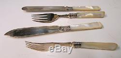 Antique 24 Pieces Georgian Flatware Set withRings & Pearl Handles Hallmarked