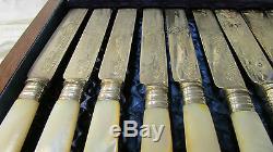 Antique 24 Pieces Georgian Flatware Set withRings & Pearl Handles Hallmarked