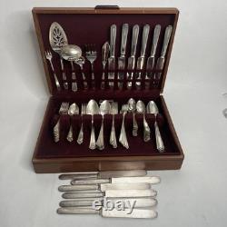 Antique 90 Piece Silverplate Silverware Flatware Lot Box Onedia Mary Stuart