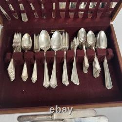 Antique 90 Piece Silverplate Silverware Flatware Lot Box Onedia Mary Stuart