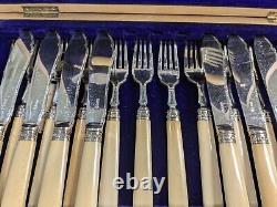 Antique Allen & Darwin Silverplate 26pc. Fish Cutlery Set In Fitted Case