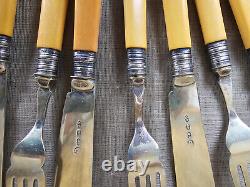 Antique Art Deco Silver Plated Knives Forks EPNS Flatware Set withCase