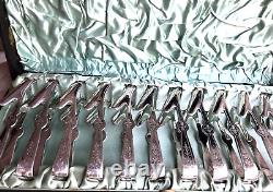 Antique Asparagus tongs SET 12 BOXED English silver Plate EXCELLENT