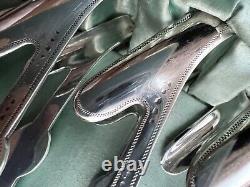 Antique Asparagus tongs SET 12 BOXED English silver Plate EXCELLENT