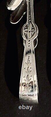 Antique Asparagus tongs SET 12 BOXED English silver Plate EXCELLENT