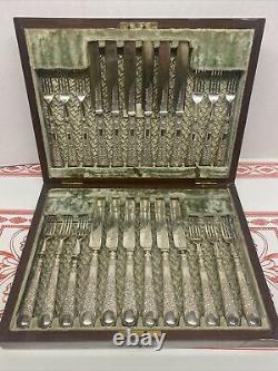 Antique Boxed Fish Knife And Fork Set By Gibson & Co Silversmiths Belfast