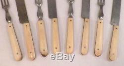 Antique Child's Toy Flatware Set Cream Handles Victorian 4 Knives 4 Forks