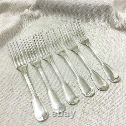 Antique Christofle Cutlery Chinon Large Dinner Table Forks Set 6 Silver Plated