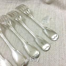 Antique Christofle Cutlery Chinon Large Dinner Table Forks Set 6 Silver Plated