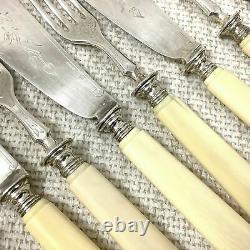 Antique Christofle Cutlery Set Fish Flatware Bakelite Handles Silver Plated RARE