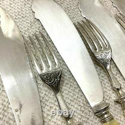 Antique Christofle Cutlery Set Fish Flatware Bakelite Handles Silver Plated RARE