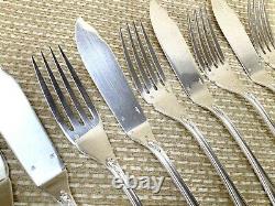 Antique Christofle Fish Cutlery Set Acanthus Alfenide Silver Plated Flatware Old