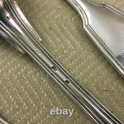 Antique Christofle Spoons Cutlery Set CHINON Large Flat Tipped Silver Plated