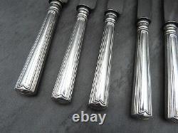 Antique Christofle Tea Knives Covered Set Art Deco Chevrons French Silver