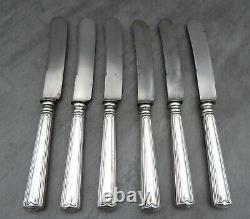 Antique Christofle Tea Knives Cutlery Set Art Deco Chevrons French Silver Plated