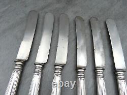 Antique Christofle Tea Knives Cutlery Set Art Deco Chevrons French Silver Plated