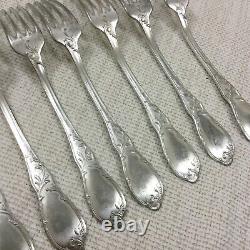 Antique Cutlery Set Table Forks Silver Plated Marly Rocaille Louis XIV French
