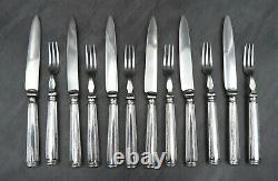 Antique Dessert Cutlery Set Art Deco Silver Plated Cake Fruit Knives Forks Case