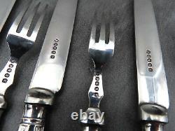 Antique Dessert Cutlery Set Art Deco Silver Plated Cake Fruit Knives Forks Case