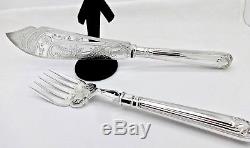 Antique English Hall & Co Cased All Solid Sterling Silver Fish Serving Set, Minty