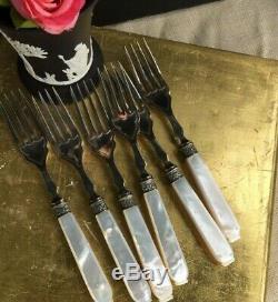 Antique English Mother Of Pearl Forks Set Of Six