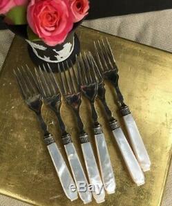 Antique English Mother Of Pearl Forks Set Of Six