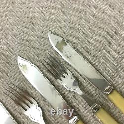 Antique Fish Cutlery Set Eaters Silver Plated Bakelite Handles HARRISON FISHER