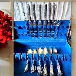 Antique Flatware Set Rogers Poppy Pattern 24 piece Intricate Silver-plate