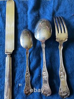 Antique Flatware Set Rogers Poppy Pattern 24 piece Intricate Silver-plate