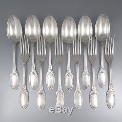 Antique French Christofle Marie Antoinette Silver Plated Flatware Set for Six