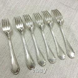 Antique French Cutlery Ercuis Large Table Forks Ribbon Trianon Set of 6 Flatware