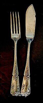 Antique French Fish Set, Repousse Silver Plated, Hallmarked