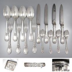 Antique French Silver Plate Christofle Flatware Set for Four, Trianon Versailles