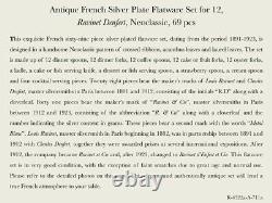 Antique French Silver Plate Flatware Set, Ravinet Denfert, Neoclassic, 69 pcs