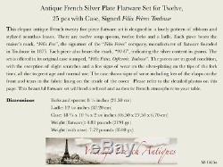 Antique French Silver Plate Flatware Set for Twelve, 25 pcs w Case, Félix Frères