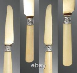 Antique French Silver Plated, Bone Handles, Cocktail, Fruit Cheese, Dessert Set