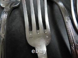 Antique French Silver Plated Cutlery Large Table Forks Set Rubans Empire Ribbon