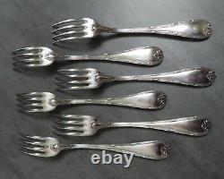 Antique French Silver Plated Cutlery Large Table Forks Set Rubans Empire Ribbon